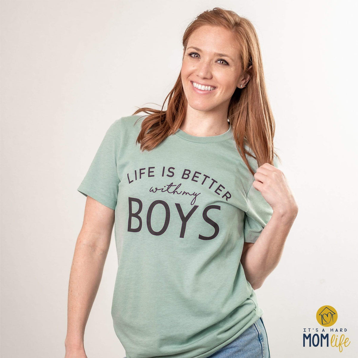 Love My Boys Women's Relaxed Crewneck Graphic T-Shirt Top Tee